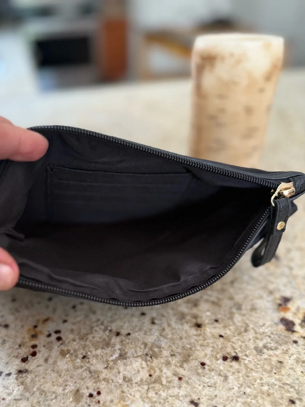 Laundry By Shelli Segal Black Nylon Wristlet with Gold Plate